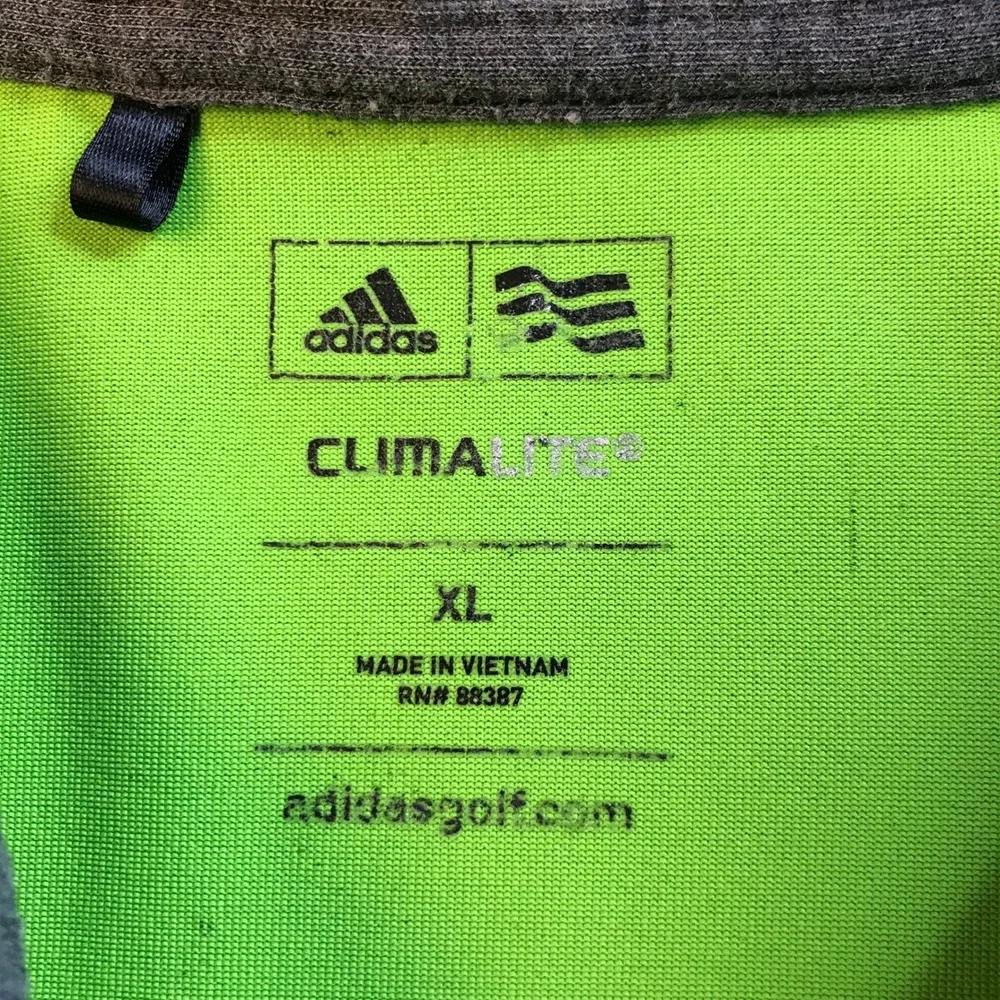 Adidas Golf Mens XL Climalite Polo Shirt Lime Green Grey‎ Colorblock Activewear